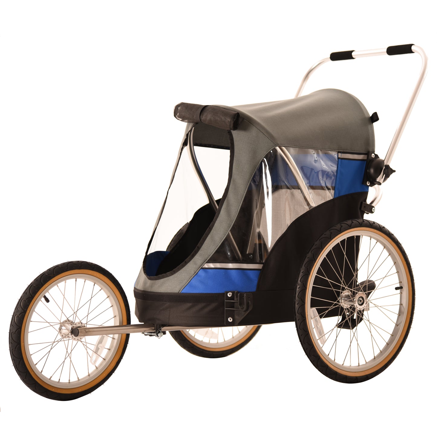 Wagalong Pet Trailer - Includes Stroller and Jogging Kit - Blue/Grey